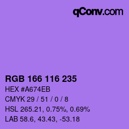 Color code: RGB 166 116 235 | qconv.com