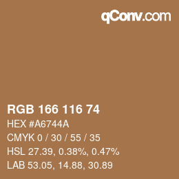 Farbcode: RGB 166 116 74 | qconv.com