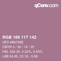 Color code: RGB 166 117 142 | qconv.com