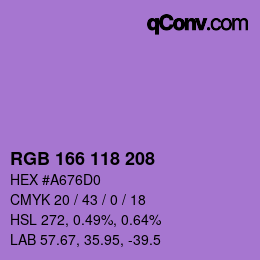 颜色代码: RGB 166 118 208 | qconv.com