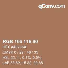颜色代码: RGB 166 118 90 | qconv.com