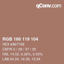 カラーコード: RGB 166 119 104 | qconv.com