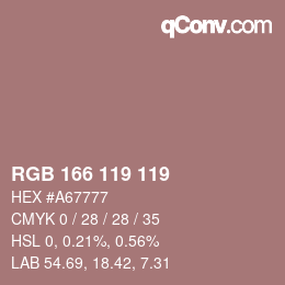 颜色代码: RGB 166 119 119 | qconv.com