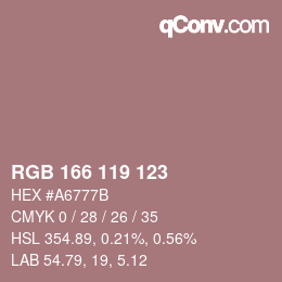 颜色代码: RGB 166 119 123 | qconv.com