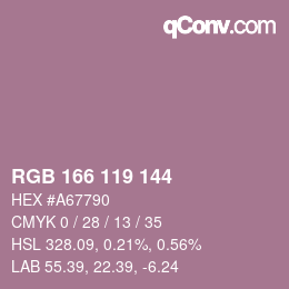 颜色代码: RGB 166 119 144 | qconv.com