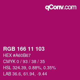 Color code: RGB 166 11 103 | qconv.com