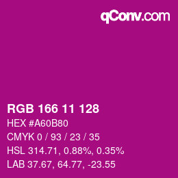 Color code: RGB 166 11 128 | qconv.com