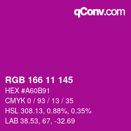 Color code: RGB 166 11 145 | qconv.com