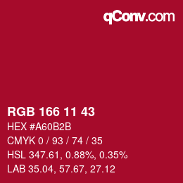 Color code: RGB 166 11 43 | qconv.com