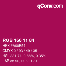 Color code: RGB 166 11 84 | qconv.com