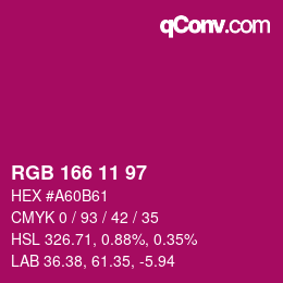 Color code: RGB 166 11 97 | qconv.com