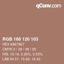 Color code: RGB 166 120 103 | qconv.com