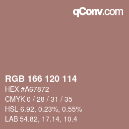 颜色代码: RGB 166 120 114 | qconv.com