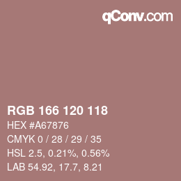 カラーコード: RGB 166 120 118 | qconv.com