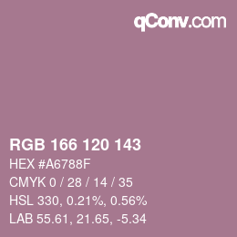 カラーコード: RGB 166 120 143 | qconv.com
