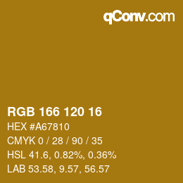 Color code: RGB 166 120 16 | qconv.com