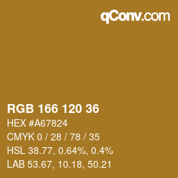 カラーコード: RGB 166 120 36 | qconv.com