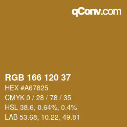 颜色代码: RGB 166 120 37 | qconv.com