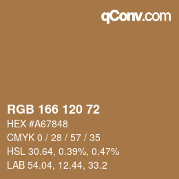 Color code: RGB 166 120 72 | qconv.com