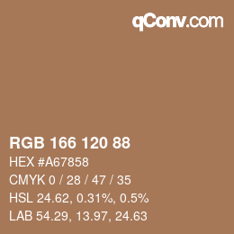 カラーコード: RGB 166 120 88 | qconv.com