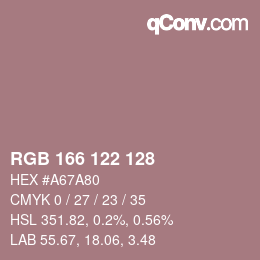 Color code: RGB 166 122 128 | qconv.com