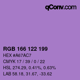 Código de color: RGB 166 122 199 | qconv.com