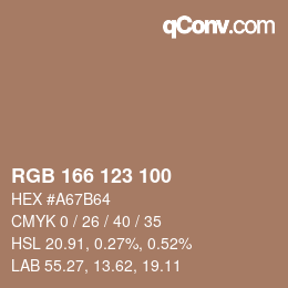 Color code: RGB 166 123 100 | qconv.com