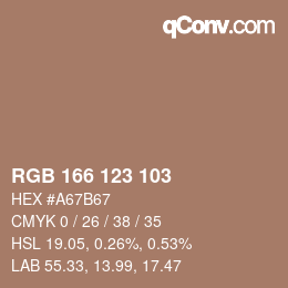 カラーコード: RGB 166 123 103 | qconv.com