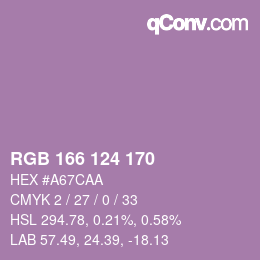 Color code: RGB 166 124 170 | qconv.com