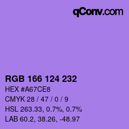 Color code: RGB 166 124 232 | qconv.com