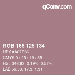 颜色代码: RGB 166 125 134 | qconv.com