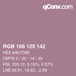颜色代码: RGB 166 125 142 | qconv.com
