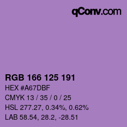 Color code: RGB 166 125 191 | qconv.com