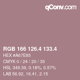 カラーコード: RGB 166 126.4 133.4 | qconv.com