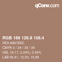 カラーコード: RGB 166 126.8 108.4 | qconv.com