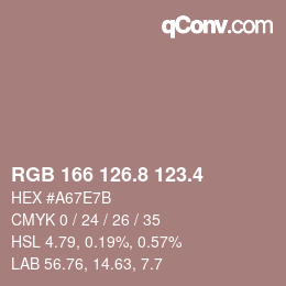 カラーコード: RGB 166 126.8 123.4 | qconv.com