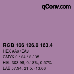 カラーコード: RGB 166 126.8 163.4 | qconv.com
