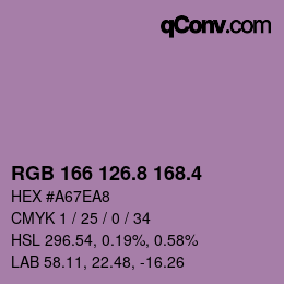 カラーコード: RGB 166 126.8 168.4 | qconv.com