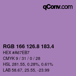カラーコード: RGB 166 126.8 183.4 | qconv.com