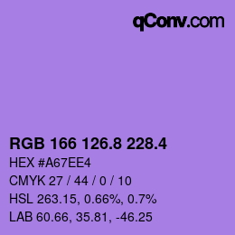 カラーコード: RGB 166 126.8 228.4 | qconv.com
