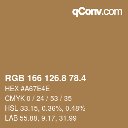 カラーコード: RGB 166 126.8 78.4 | qconv.com