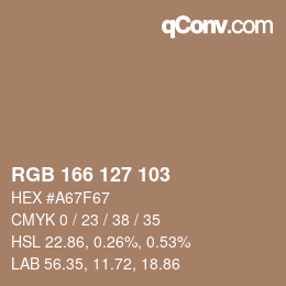 Color code: RGB 166 127 103 | qconv.com