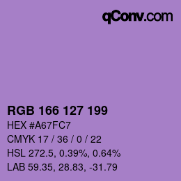Color code: RGB 166 127 199 | qconv.com