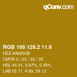 カラーコード: RGB 166 128.2 11.6 | qconv.com