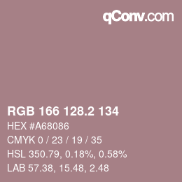 カラーコード: RGB 166 128.2 134 | qconv.com