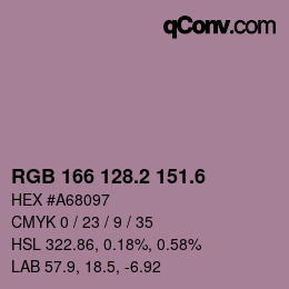 カラーコード: RGB 166 128.2 151.6 | qconv.com