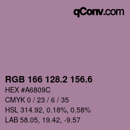 カラーコード: RGB 166 128.2 156.6 | qconv.com