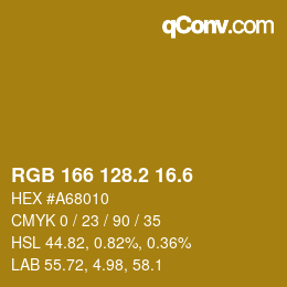 カラーコード: RGB 166 128.2 16.6 | qconv.com