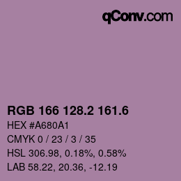 カラーコード: RGB 166 128.2 161.6 | qconv.com