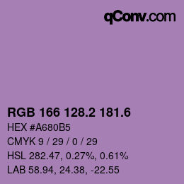 カラーコード: RGB 166 128.2 181.6 | qconv.com
